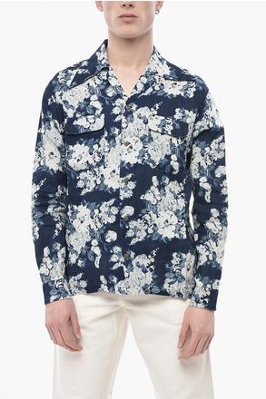 KAPITAL Floral-Print Linen Shirt With Double Pocket size M