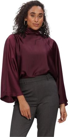 Y.A.S Y.a.s - Yaspelana LS Tie Top - Dames - Blouses & Shirts - Paars - Maat: M Satijn