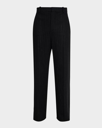 Saint Laurent Men & apos;s Wool and Cashmere Straight-Leg Pinstripe Pants