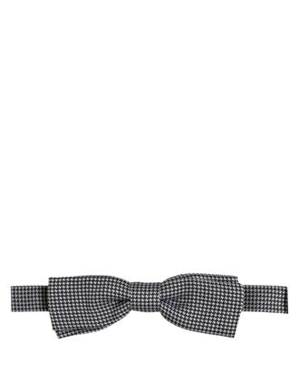 Dolce & Gabbana Houndstooth Silk Bow Tie - Black