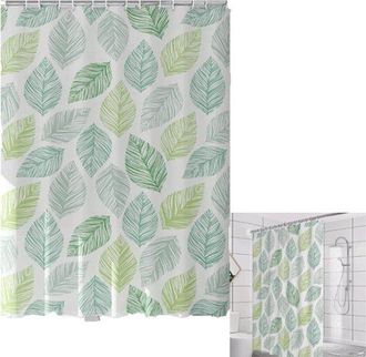 OEM Cortina De Ducha, Cortina De Ducha Larga Impermeable De Peva, Hojas Verdes, Cortina De Ba&ntilde;o Resistente Al Moho, Secado R&aacute;pido, 180x200 Cm