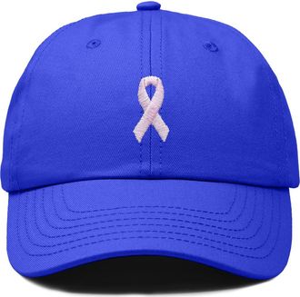 Dalix Pink Ribbon Dad Cap in Royal Blue at Nordstrom