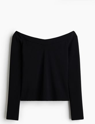 H&M Off-Shoulder-Shirt - Schwarz