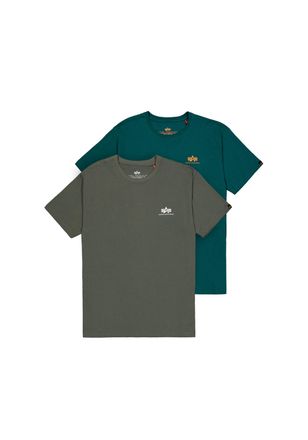 Alpha Industries T-Shirt ALPHA INDUSTRIES Basic T-Shirt SL 2 Pack, Herren, Gr. L, schwarz olive, force gr&uuml;n, Obermaterial: 100% Baumwolle, Shirts T-Shirt