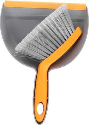 OEM Minijuego De Limpieza Gris-naranja Con Recogedor Y Cepillo: Juego De Limpieza Compacto Para Escritorio, Cocina, Coche Y Cestas De Mascotas