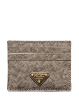 Prada saffiano leather card holder - Neutrals