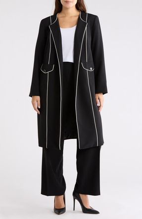 Kasper Corded Topper in Black/Vanilla Ice at Nordstrom Rack, Size 16W