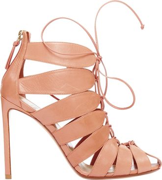 Francesco Russo Leather Lace Up Cut Out Cage Sandals