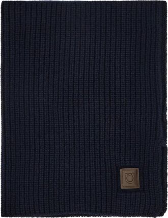 Ferragamo ribbed tag neck warmer - Blue