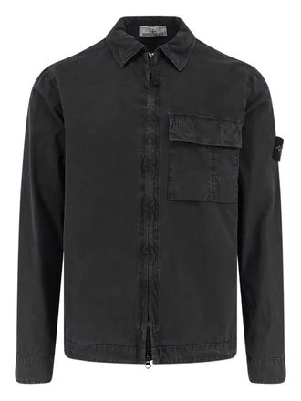 Stone Island flap-pocket logo-patch shirt - men - Cotton - XXXL - Grey