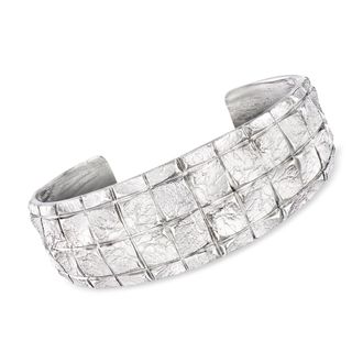 Ross-Simons Italian Sterling Silver Square-Pattern Cuff Bracelet