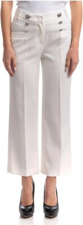 Liu Jo Button-up Suit Broek - Dames - Wijde Broeken - Wit - M - Polyester - Broeken
