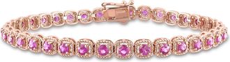 Mimi & Max 3 3/4ct TGW Pink Sapphire Tennis Bracelet in 14k Rose Gold
