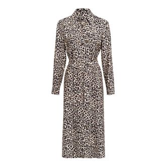 Marc Aurel Kleedjes, Dames, Beige, XS, Luipaardprint Jurk met Strakke Taille