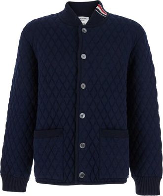 Thom Browne Jassen, Heren, Blauw, L, Wol, Gebreide wollen jassen