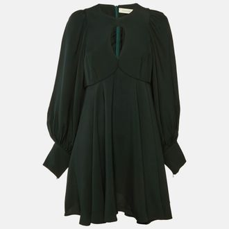 Zimmermann Dark Green Crepe Keyhole Detail Mini Dress