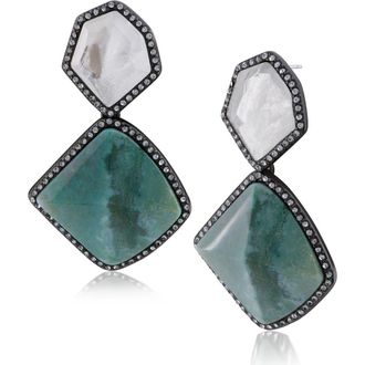 Jardin Geometric Crystal Drop Earrings in Green/Black Rhodium at Nordstrom Rack