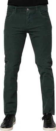 Dolce & Gabbana Mens Green Cotton Corduroy Skinny Pants Elastane
