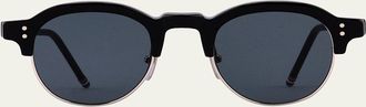 Thom Browne Mens Oval Half-Rim Sunglasses