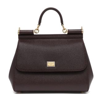 Dolce & Gabbana Tassen, Dames, Bruin, ONE Size, Katoen, Grote Sicily Handtas