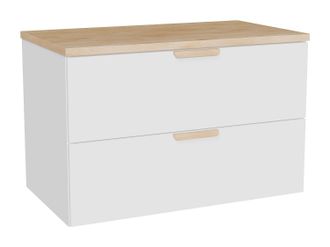 Vente-Unique Mueble de ba&ntilde;o suspendido con estante - Blanco - A80 cm - AVORELI