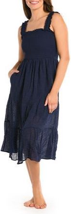 La Blanca Shadow Smocked Bodice Cover-Up Sundress in Indigo at Nordstrom Rack, Size X-Small
