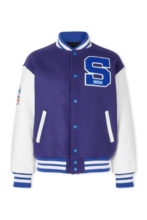 Saint Mxxxxxx + SEGA Wool-Blend and Leather Varsity Jacket