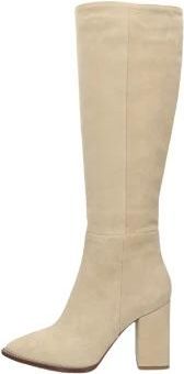 Notre-V Hoge Laarzen - Dames - Laarzen met Hak - Beige - 37 EU - Leer - Schoenen