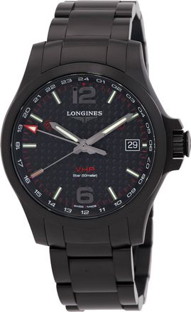 Longines Conquest Perpetual Quartz Black Dial Mens Watch L3.718.2.66.6