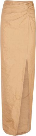 Cortana Peaches Maxi Rok - Dames - Maxi Rokken - Geel - M - Satijn - Rokken