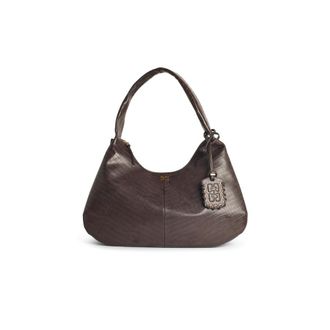 Ganni Bou Croco Xxl Brown Recycled Leather Blend Bag
