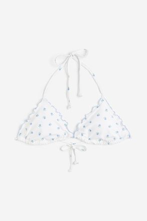H&M Wattiertes Triangel-Bikinitop - White