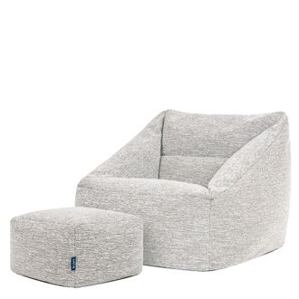 Icon Brand Puf sill&oacute;n con reposapi&eacute;s cuadrado de tejido, natural