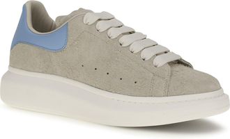 Alexander McQueen Mens Sneakers Oversized Suede Natural-Sky Blue Calf Leather Trainers Natural/sky