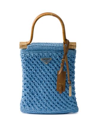 Prada mini crochet handbag - women - Nylon/Wood/Cotton - OS - Blue