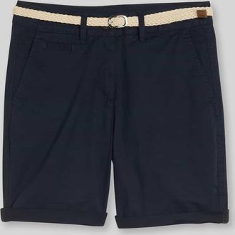 Tom Tailor Regular Fit Bermuda mit G&uuml;rtel in Dunkelblau, Gr&ouml;&szlig;e 34