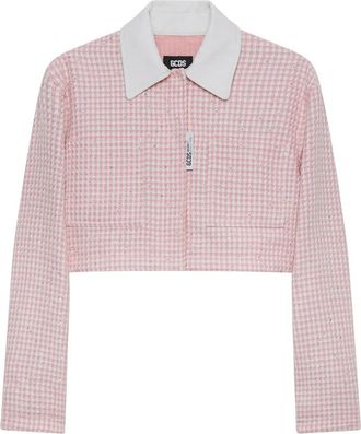 GCDS Cropped Tweed Jas - Dames - Blazers - Roze - M - Tweed - Jassen
