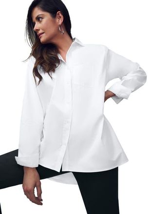 Jessica London Stretch Cotton Oversized Shirt in White at Nordstrom, Size 24
