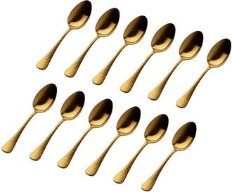 Godinger Set Of 12 Salem Matte Gold 18/0 Stainless Steel Teaspoon