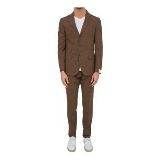 Eleventy Single Breasted Suits, male, Brown, Size: XL Single Breasted Suit Pants
