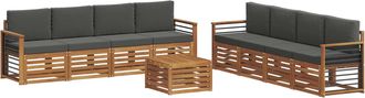 vidaXL Conjunto De Sof&aacute;s De Exterior 9 Uds. Natural Y Antracita Vidaxl