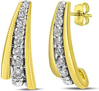 House of Brilliance 10K Yellow Gold Plated Silver 0.50 Ct Round Diamond Graduated Huggie Earrings at Nordstrom