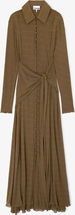 Ganni Long Dress in Marl Mesh - Size 34 Green