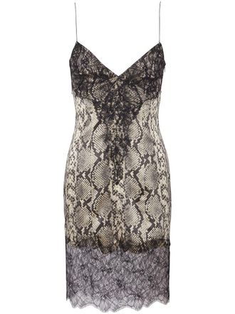 Balmain python-print lace minidress - women - Silk - 40 - Black