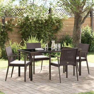 vidaXL Conjunto De Comedor De Jard&iacute;n 5 Pcs Marr&oacute;n Polirat&aacute;n Vidaxl