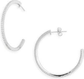 Nordstrom Rack 38mm CZ Pavé Hoop Earrings in Clear- Silver at Nordstrom Rack