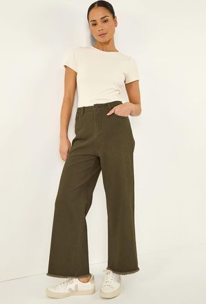 Roman Cotton Frayed Hem Trouser