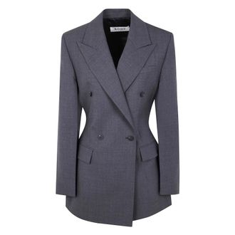 Róhe Jassen, Dames, Grijs, L, Elegant Zandloper Blazer