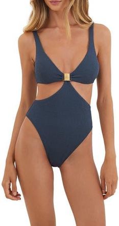 Vix Firenze Becky Cutout One-Piece Swimsuit in Blue at Nordstrom Rack, Size Small