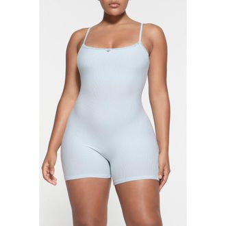 SKIMS Soft Lounge Lace Romper in Celeste at Nordstrom, Size X-Small Regular